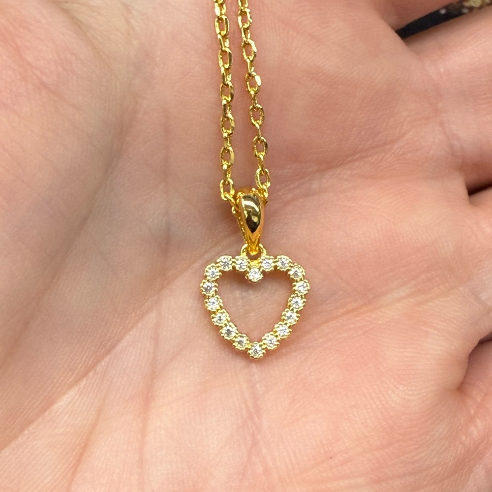 Dazzling Gold Tone Moissanite Heart Necklace